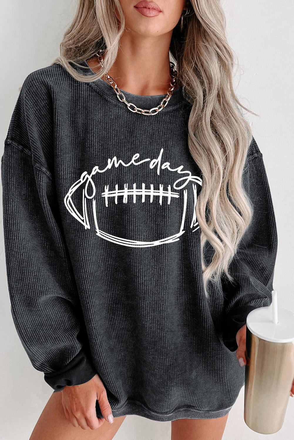 Football Graphic Dropped Shoulder Sweatshirt ships 2 weeks