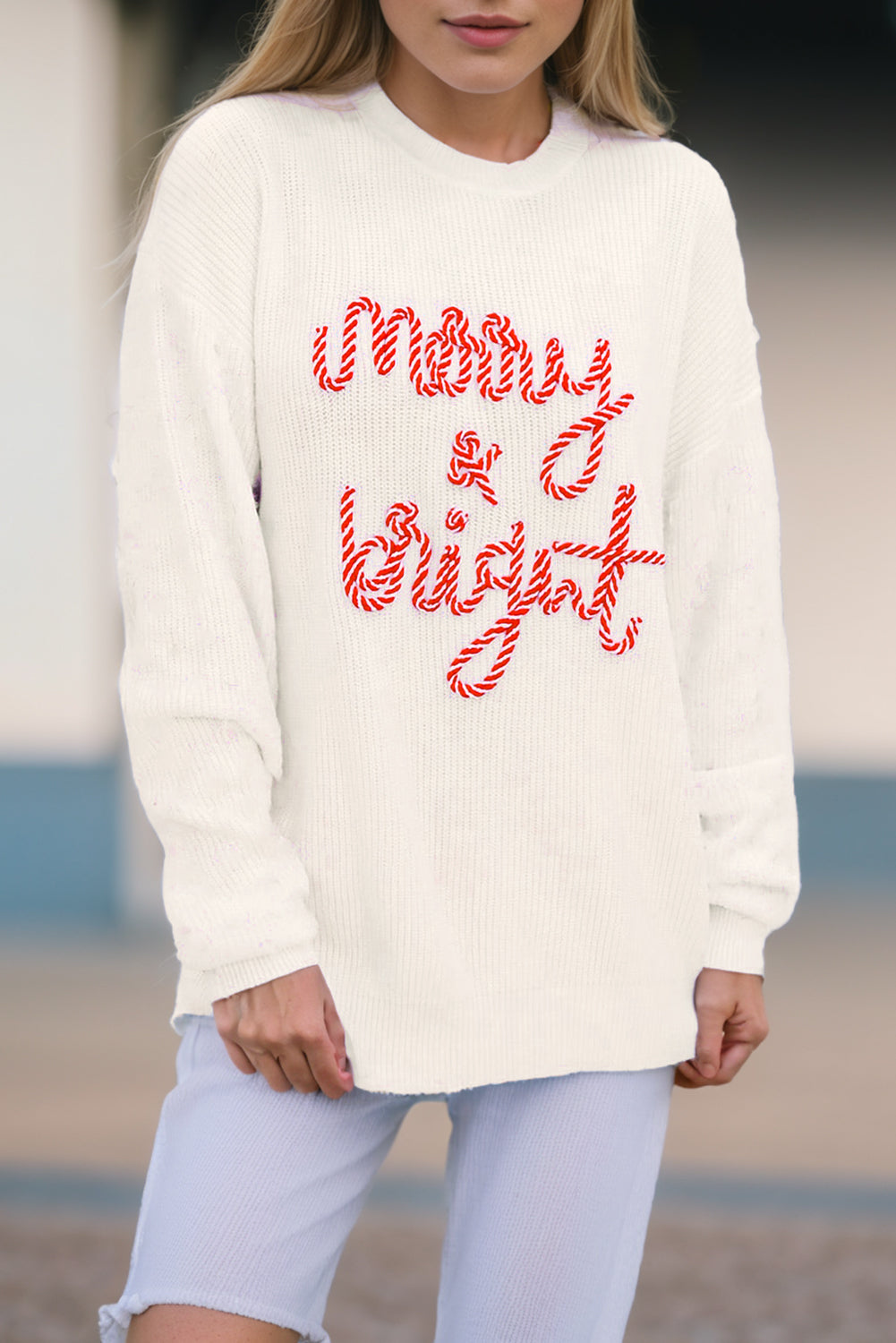 MERRY & BRIGHT Round Neck Sweater (ships 1-2 weeks)