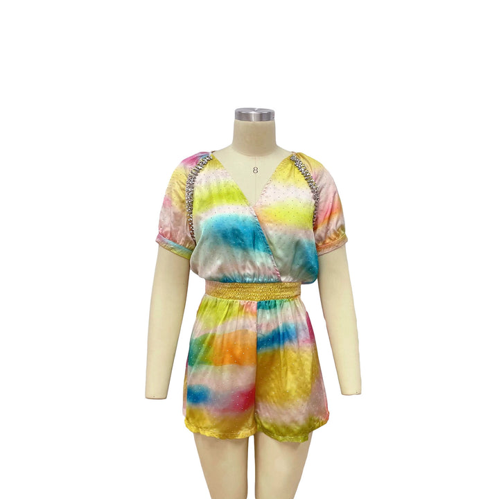 Rainbow Rhinestone Romper RTS