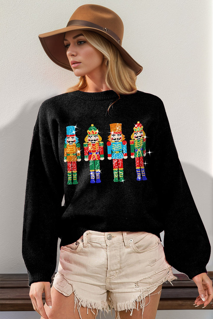 Sequin Nutcracker Long Sleeve Sweater (ships 1 week)