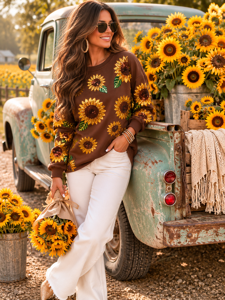 SUNFLOWER SEQUIN PULLOVER (PREORDER)