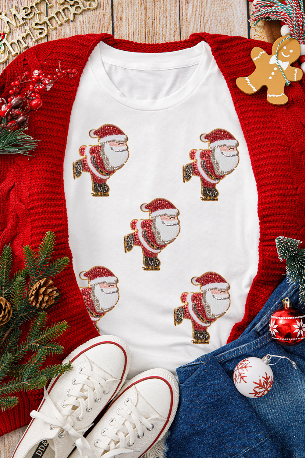 Ice Skating Santa T-shirt (ships 2-3 weeks)