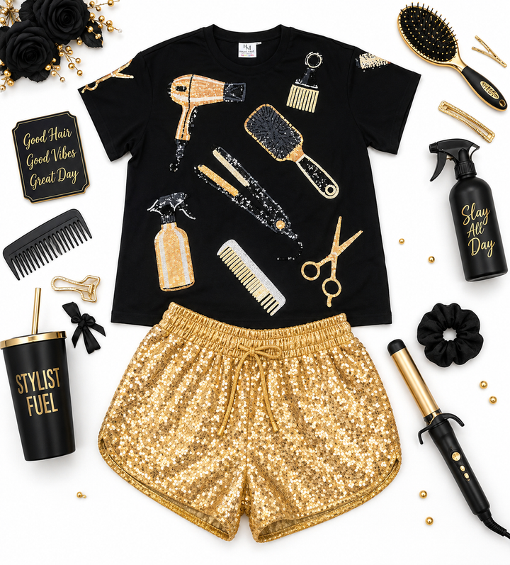 HAIRSTYLIST SEQUIN TSHIRT (PREORDER)