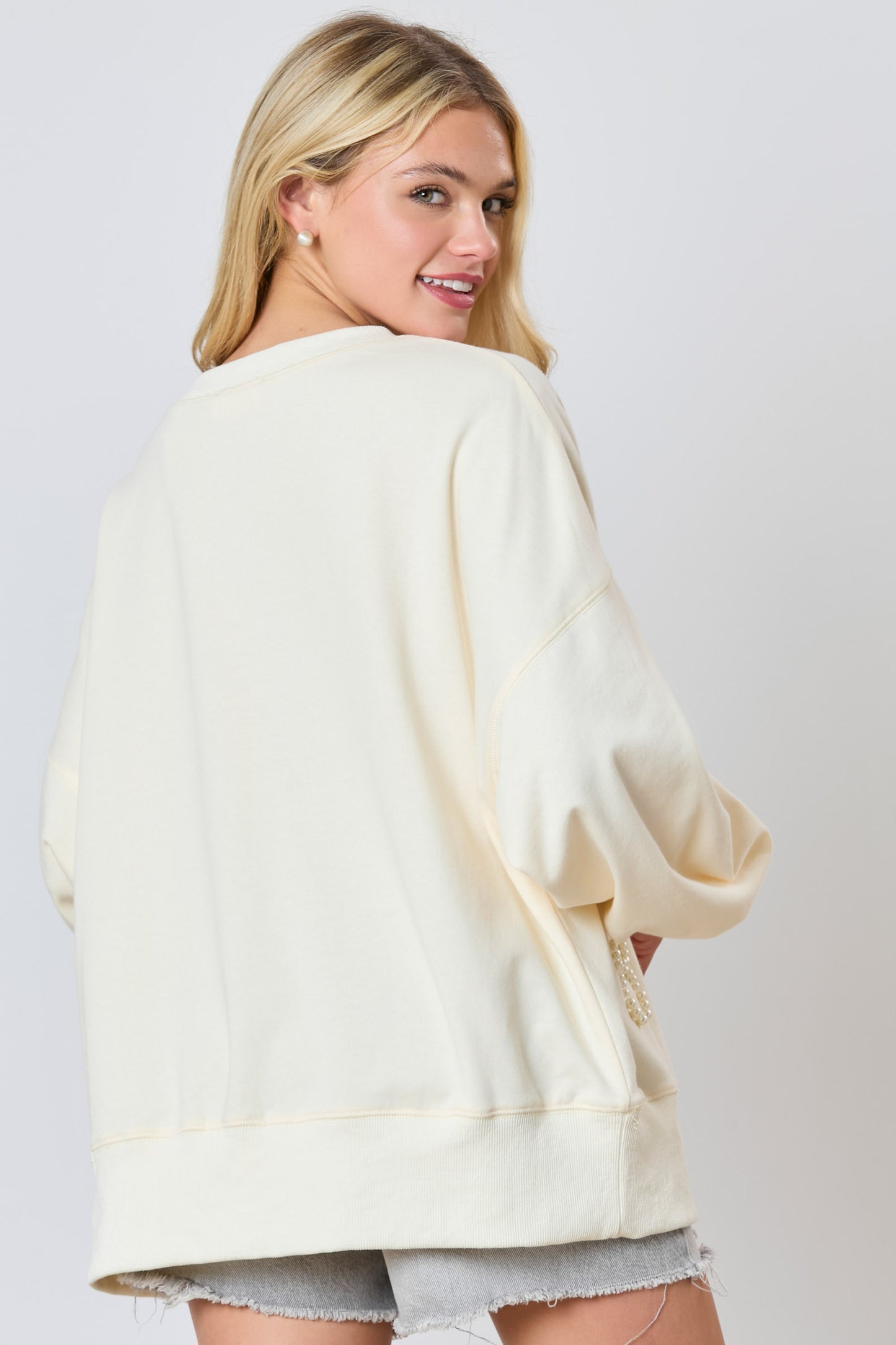 Pearl Bow Ivory pullover (SHORT PREORDER)