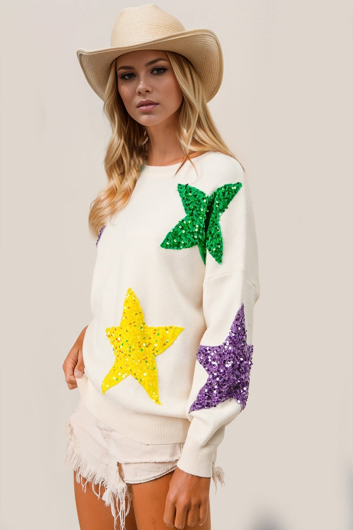 Mardi Party Star Sweater (ships 1-2 weeks)