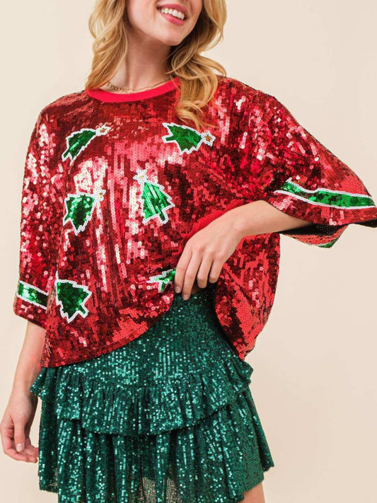 Christmas Tree Sequin Top (ships 2-3 weeks)