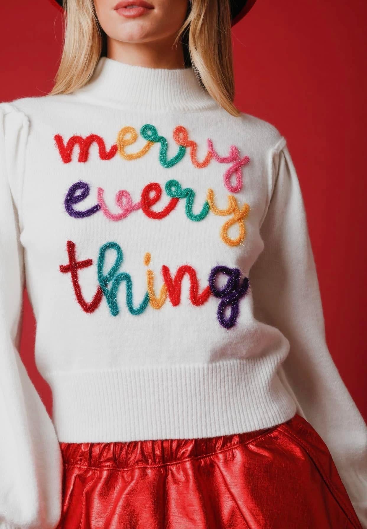 Merry Everything White Sweater (ships 2-3weeks)