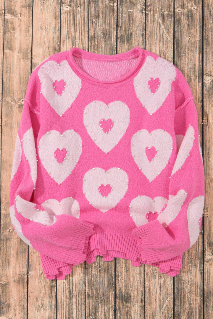 Pearl Pink Heart Sweater (ships 1-2 weeks)