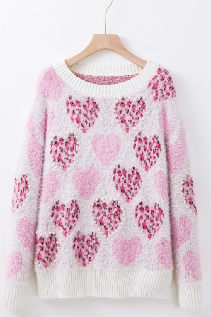 Frilly Pearl Heart Sweater (ships 1-2 weeks)