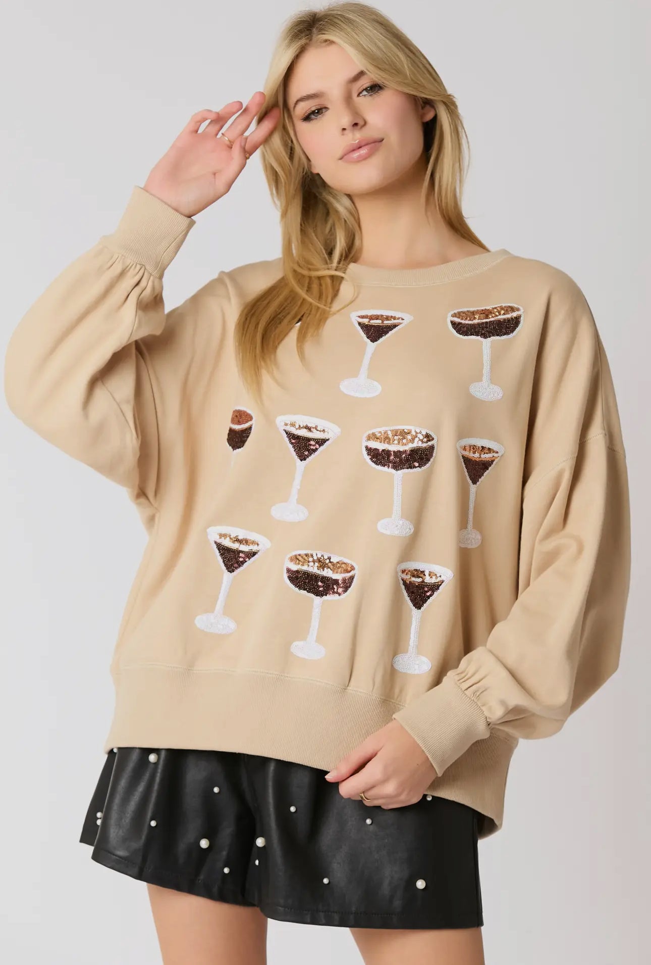 Espresso martini sequin pullover