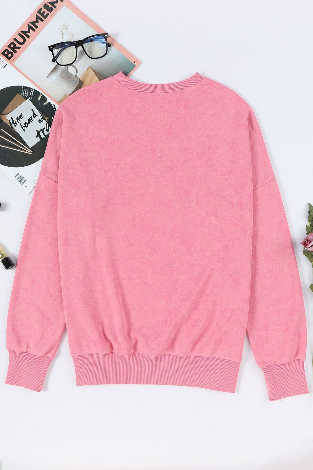 Sequin Candy Cane Round Neck Slit Sweatshirt ships 2-3 weeks