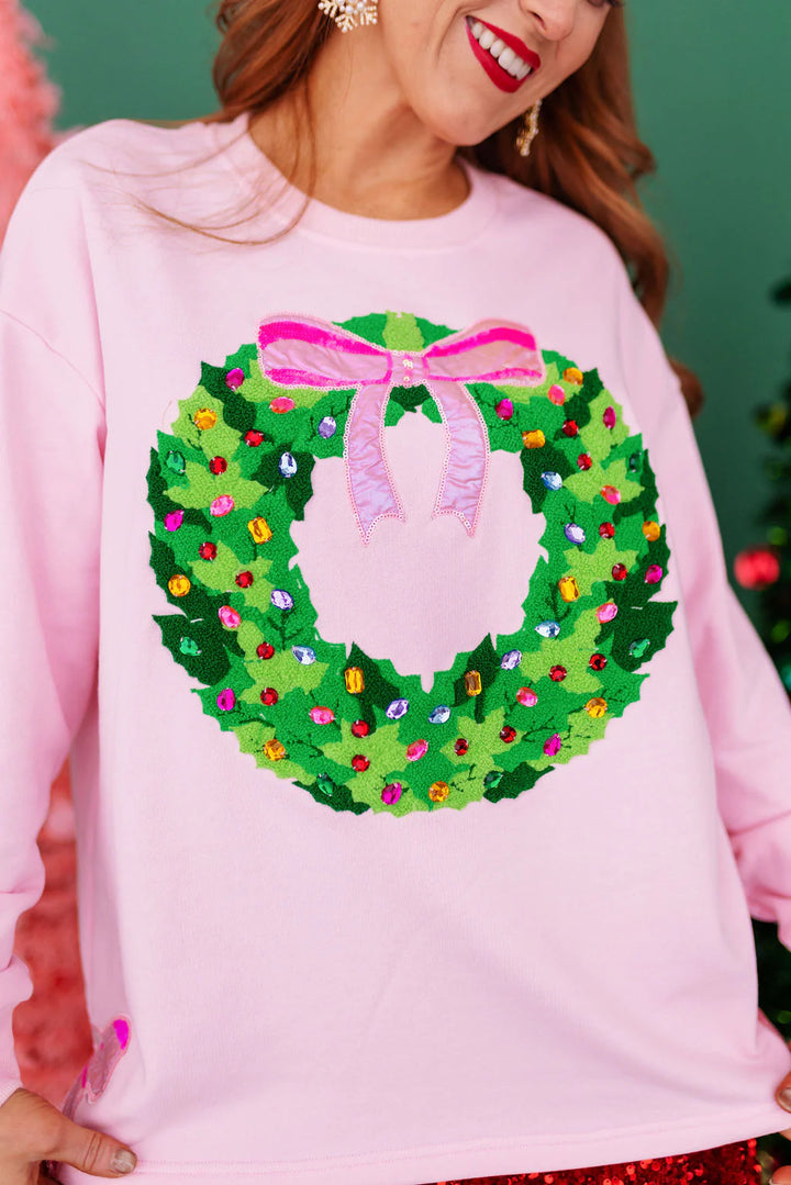 BRIANNA CANNON PUT A BOW ON IT JEWELED WREATH SWEATSHIRT (PREORDER)