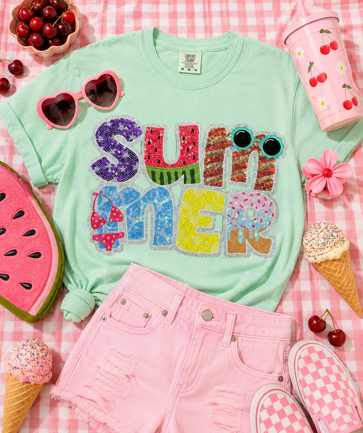 SUMMER TIME COMFORT COLOR SEQUIN SHIRT (ships 1-2 weeks)