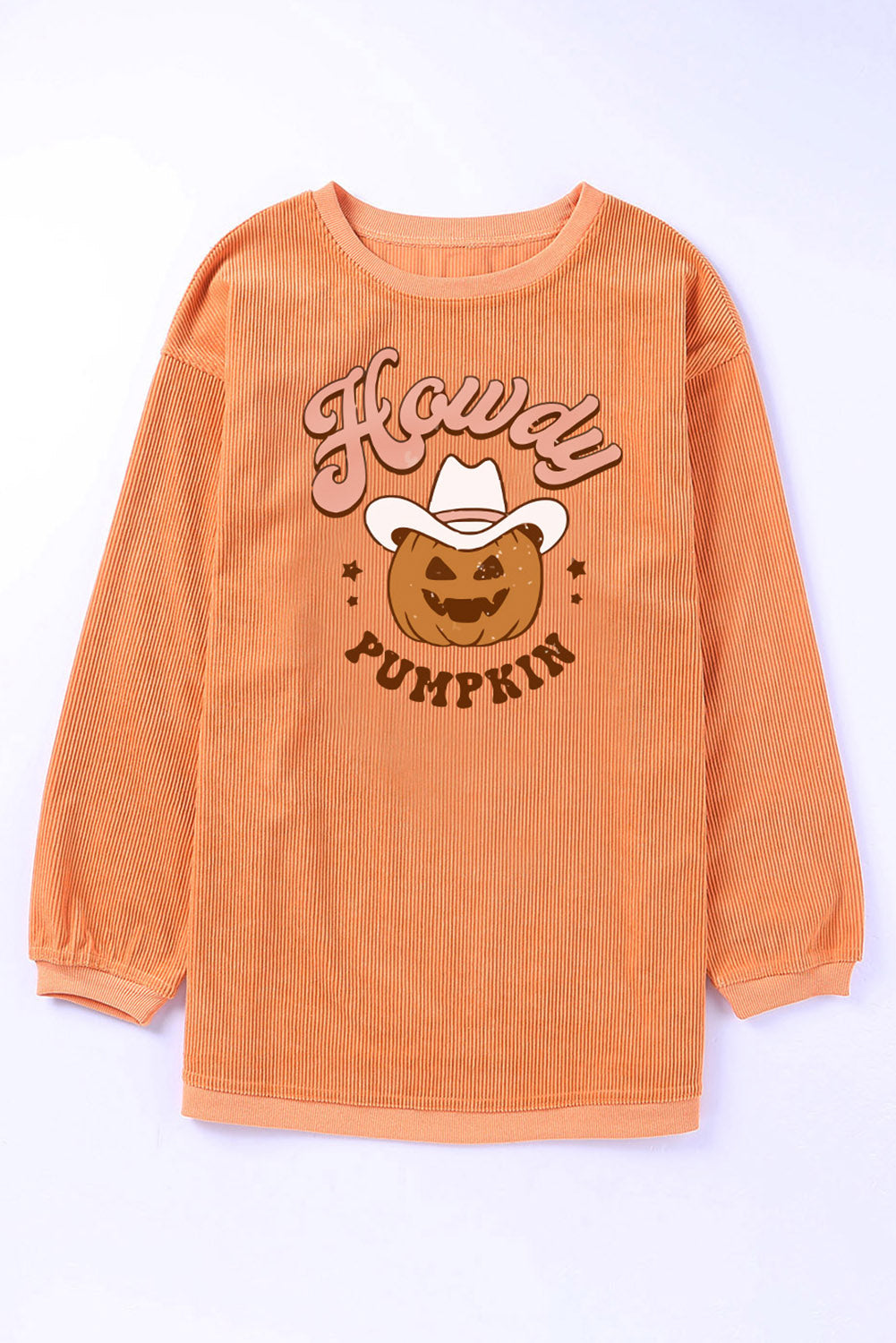 HOWDY Pumpkin Graphic Ribbed Sweatshirt (ships in 2 weeks)