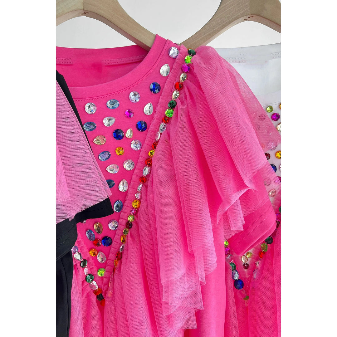 RUFFLES & RHINESTONE TOP RTS