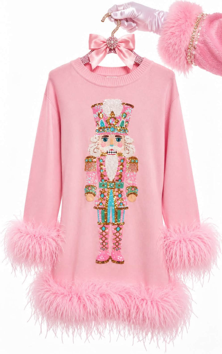 PASTEL NUTCRACKER SWEATER FEATHER DRESS (PREORDER)