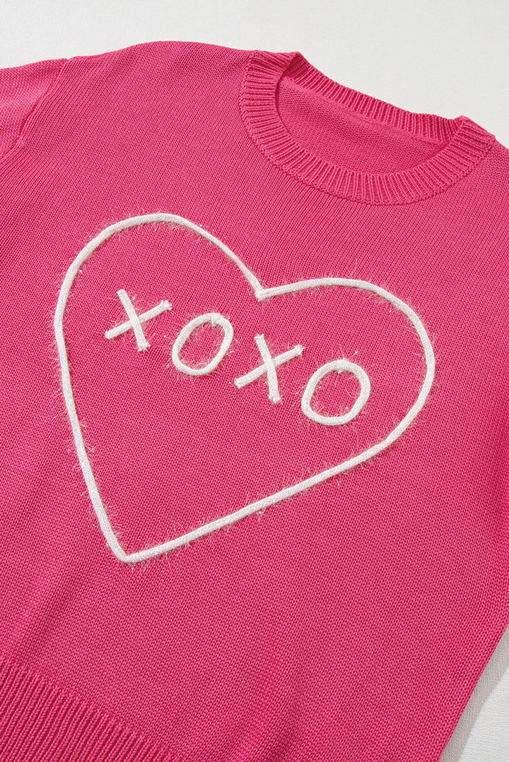 XOXO Round Neck Drop Shoulder Sweater (ships 1-2 weeks)