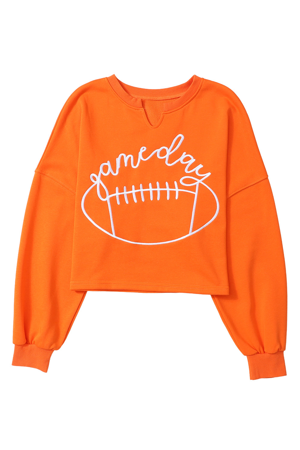 Orange Game Day Lettering Rugby Notched Neck Cropped Sweatshirt (ships 2 weeks)