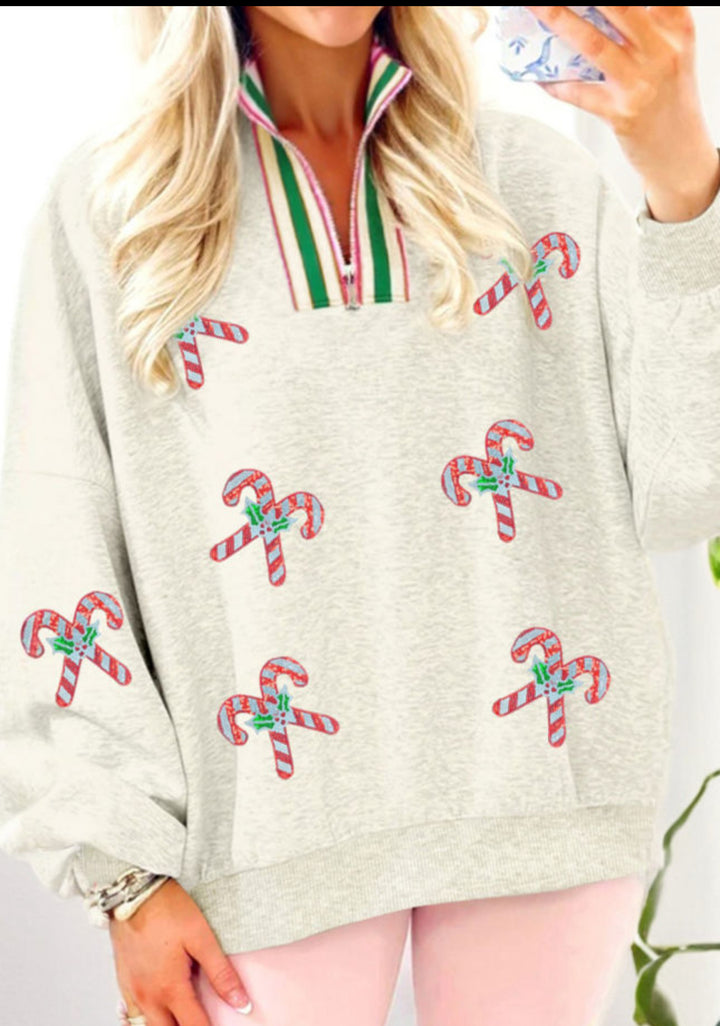 CANDYCANE ZIP PULLOVER READY TO SHIP