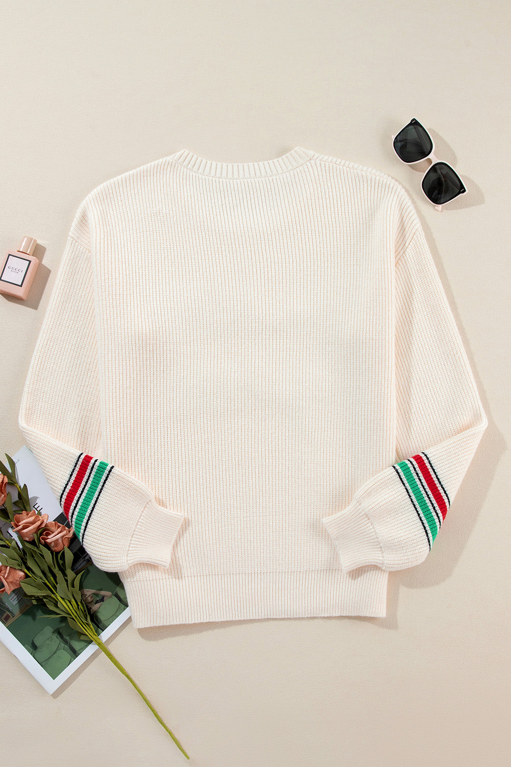 Ivory Tinsel Holly Jolly Graphic Round Neck Sweater (ships 2-3 weeks)