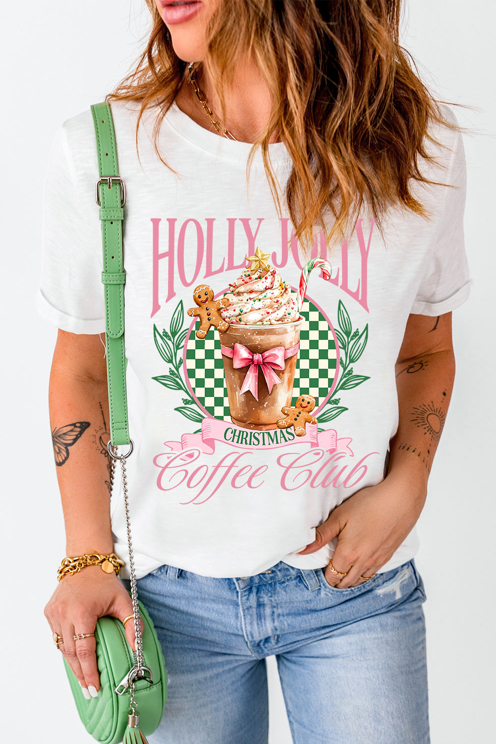 White Holly Jolly Christmas Coffee Club Graphic Tee (ships 2-3 weeks)