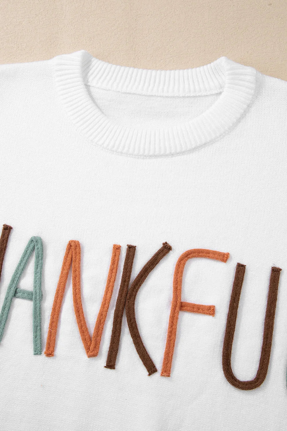 THANKFUL Round Neck Long Sleeve Knit Top ships 2-3 weeks