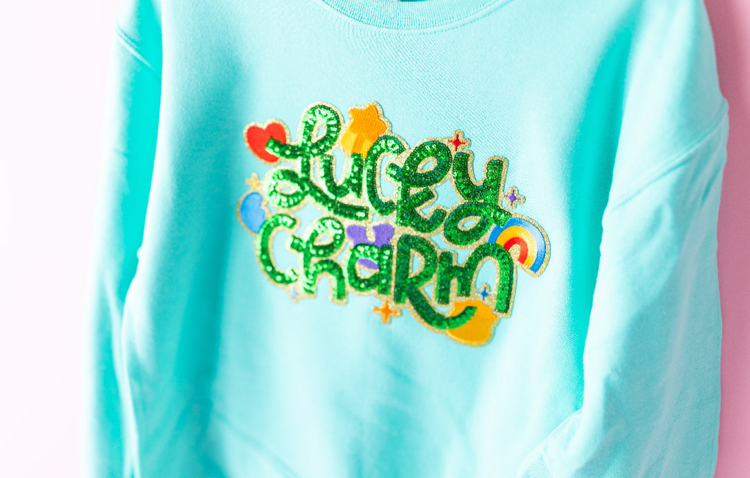 LUCKY CHARM AQUA PULLOVER (ships 2 weeks)