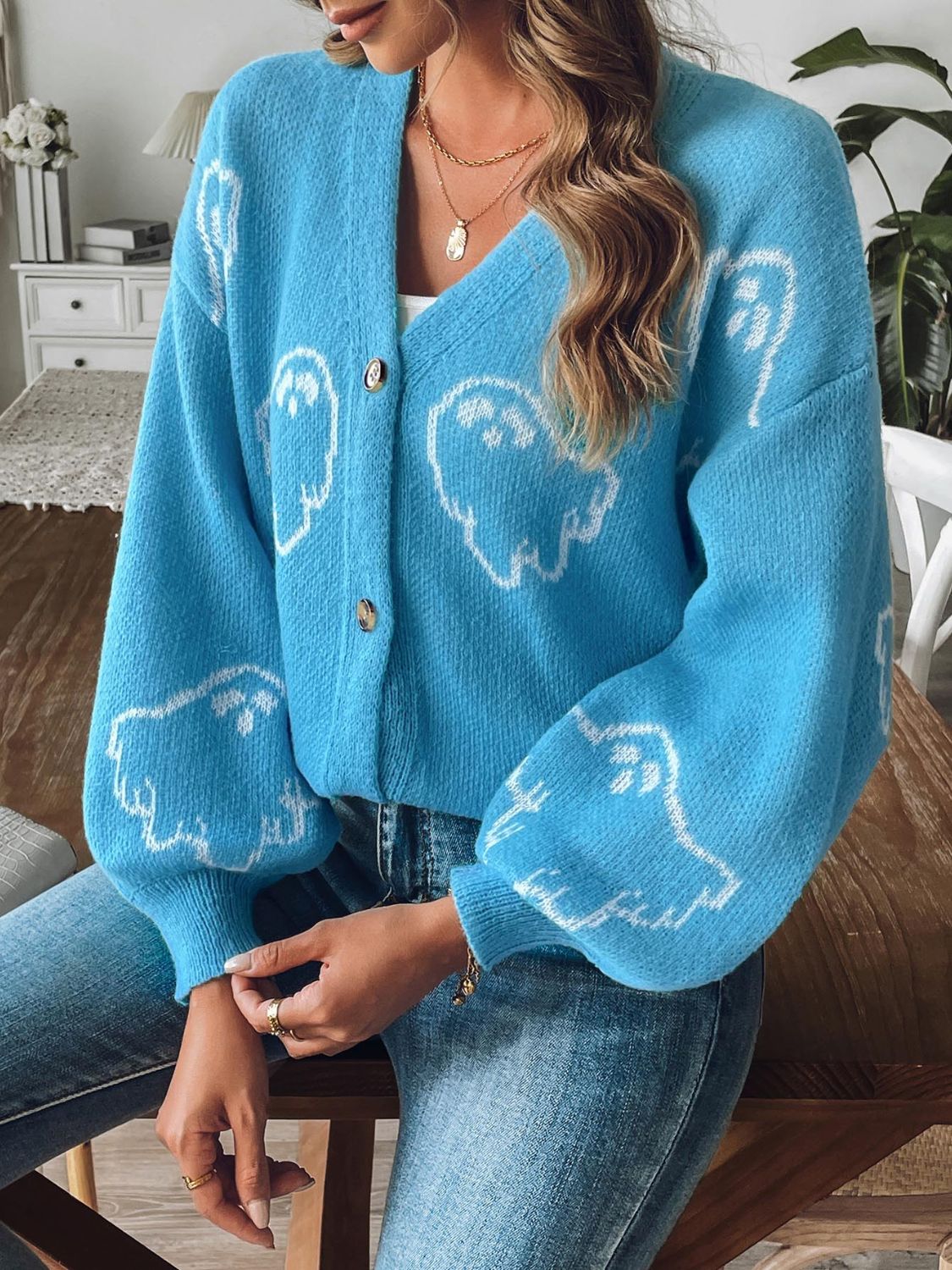 V-Neck Dropped Shoulder Cardigan ships 2 weeks 3 colors