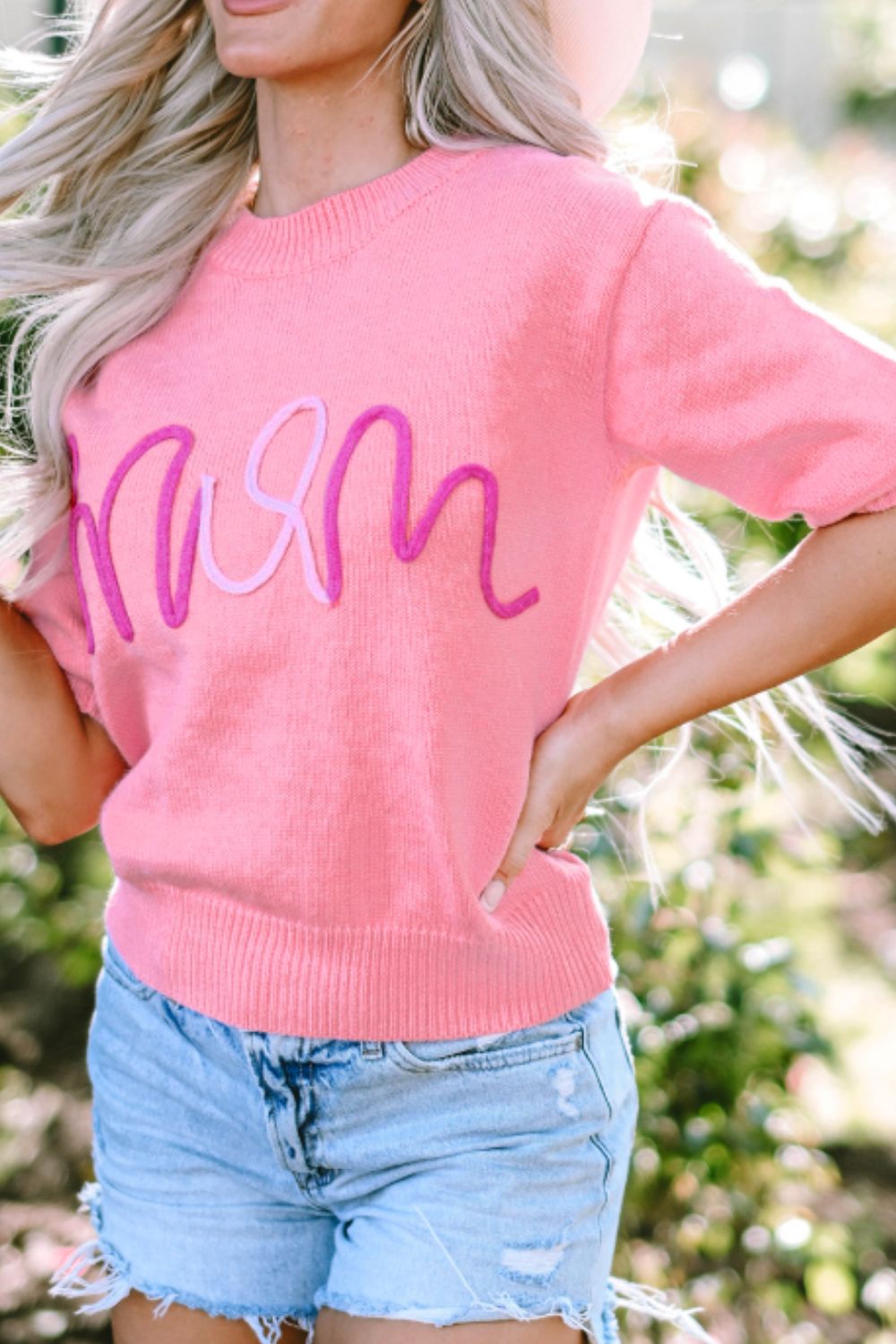 MOM Round Neck Half Sleeve Sweater