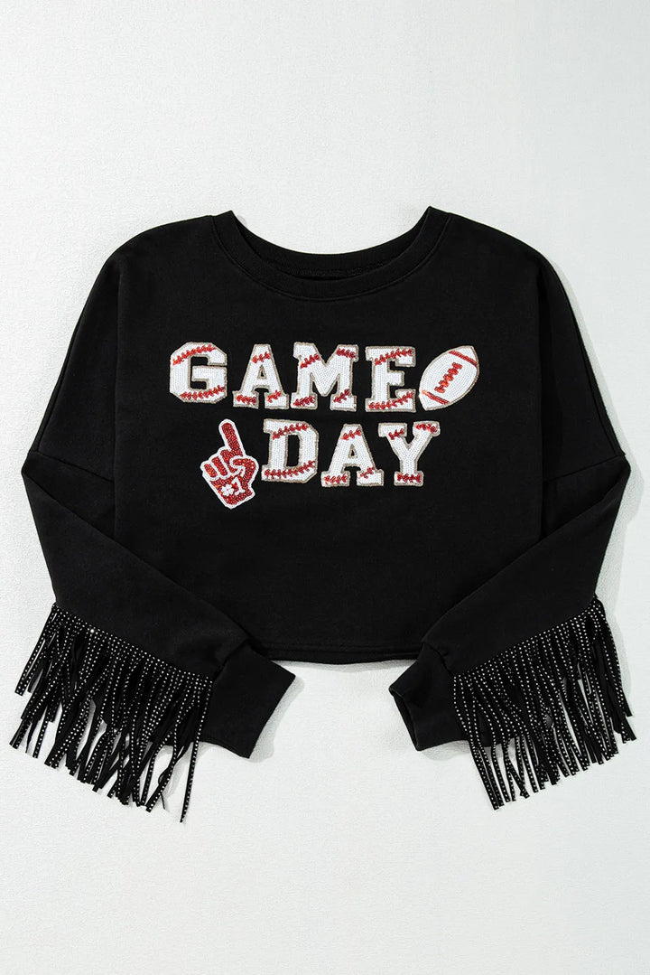 GAME DAY Fringe Long Sleeve Sweatshirt (ships 1-2 weeks)