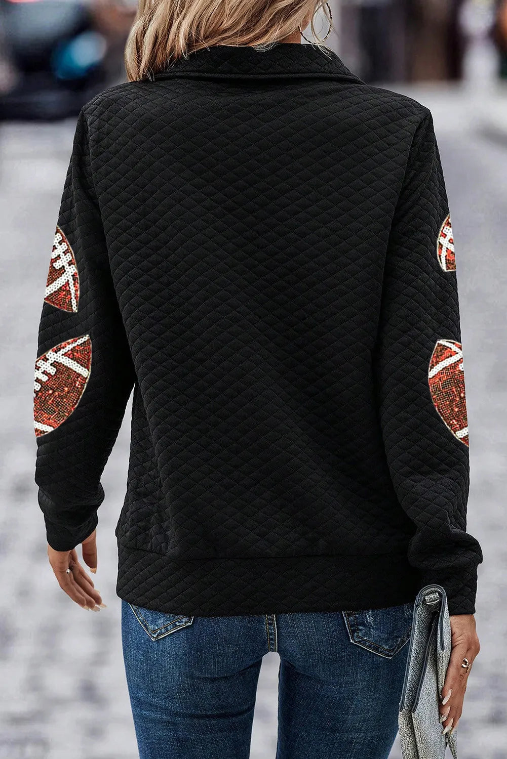 Sequin Football Long Sleeve Sweatshirt ships 1-2 weeks