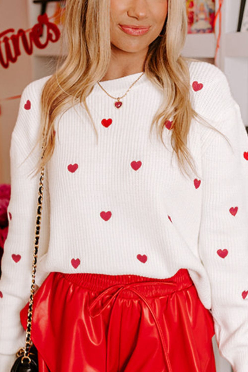 Hot Pink Mini Heart Sweater (ships 1-2 weeks)