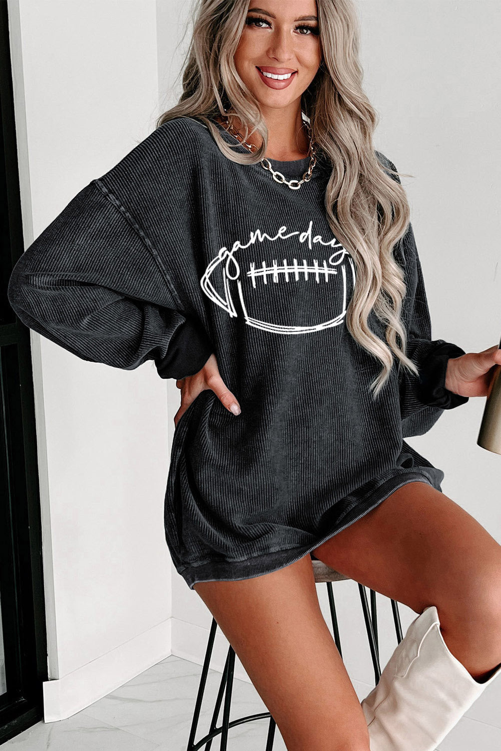 Football Graphic Dropped Shoulder Sweatshirt ships 2 weeks