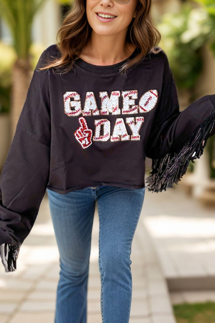 GAME DAY Fringe Long Sleeve Sweatshirt (ships 1-2 weeks)