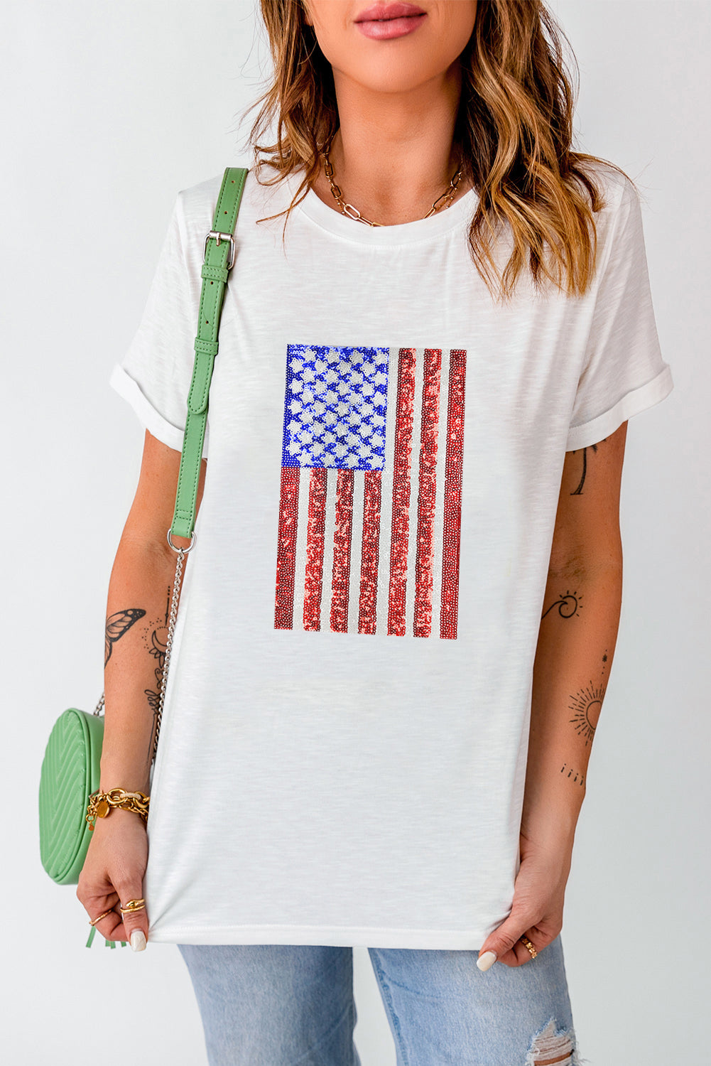 US Flag Round Neck Short Sleeve T-Shirt ships 2 weeks