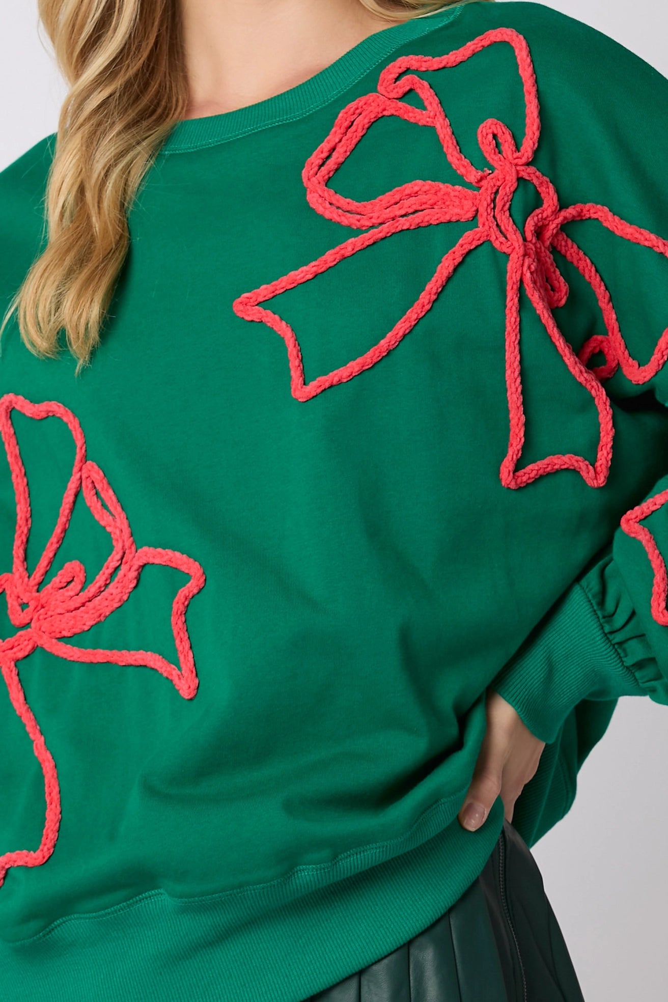 Red Ribbon Bow on GREEN (ships 1- 2 weeks)