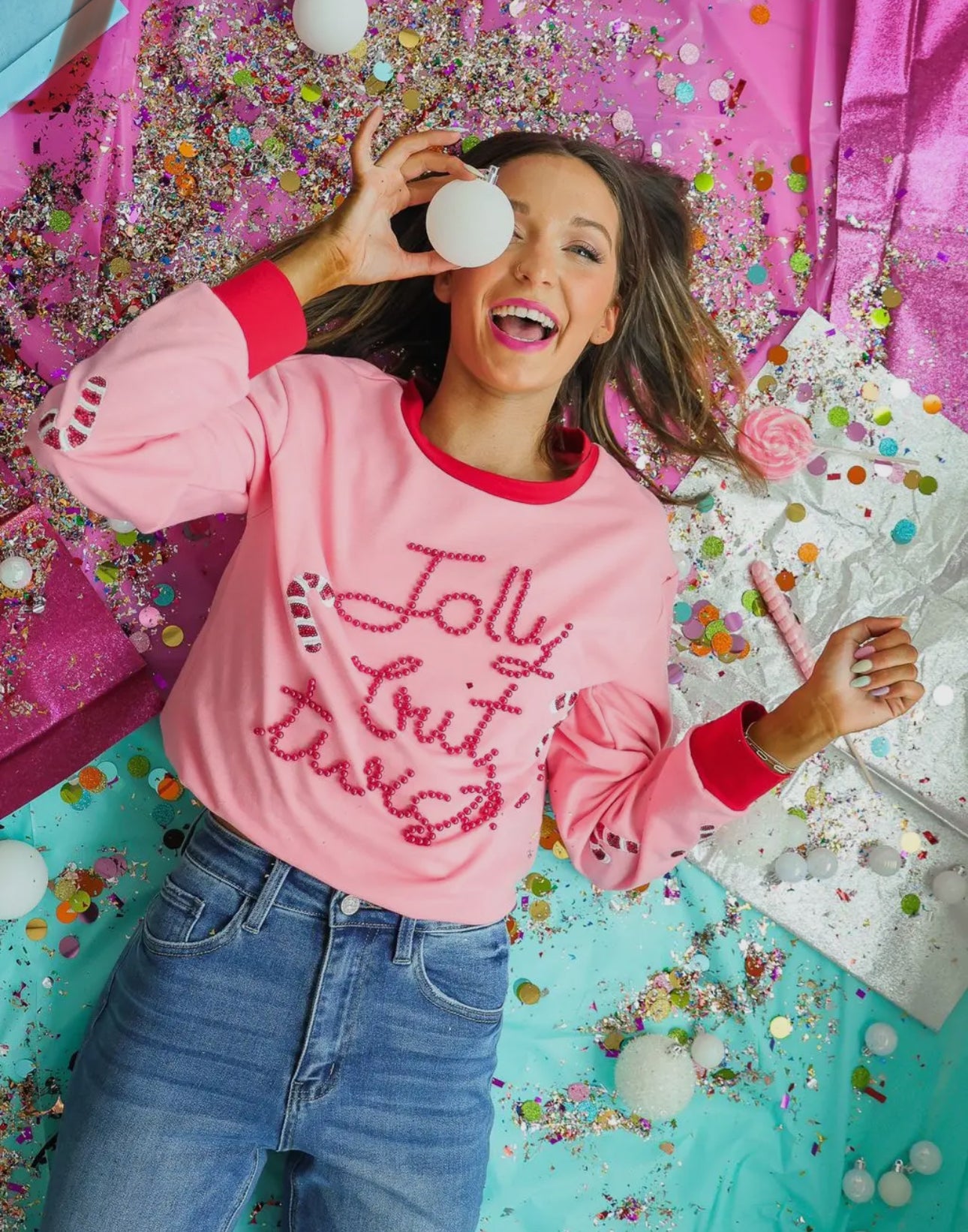 Jolly but twisted pink top (ships 2-3 weeks)