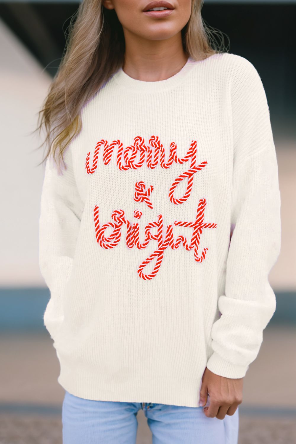 MERRY & BRIGHT Round Neck Sweater (ships 1-2 weeks)