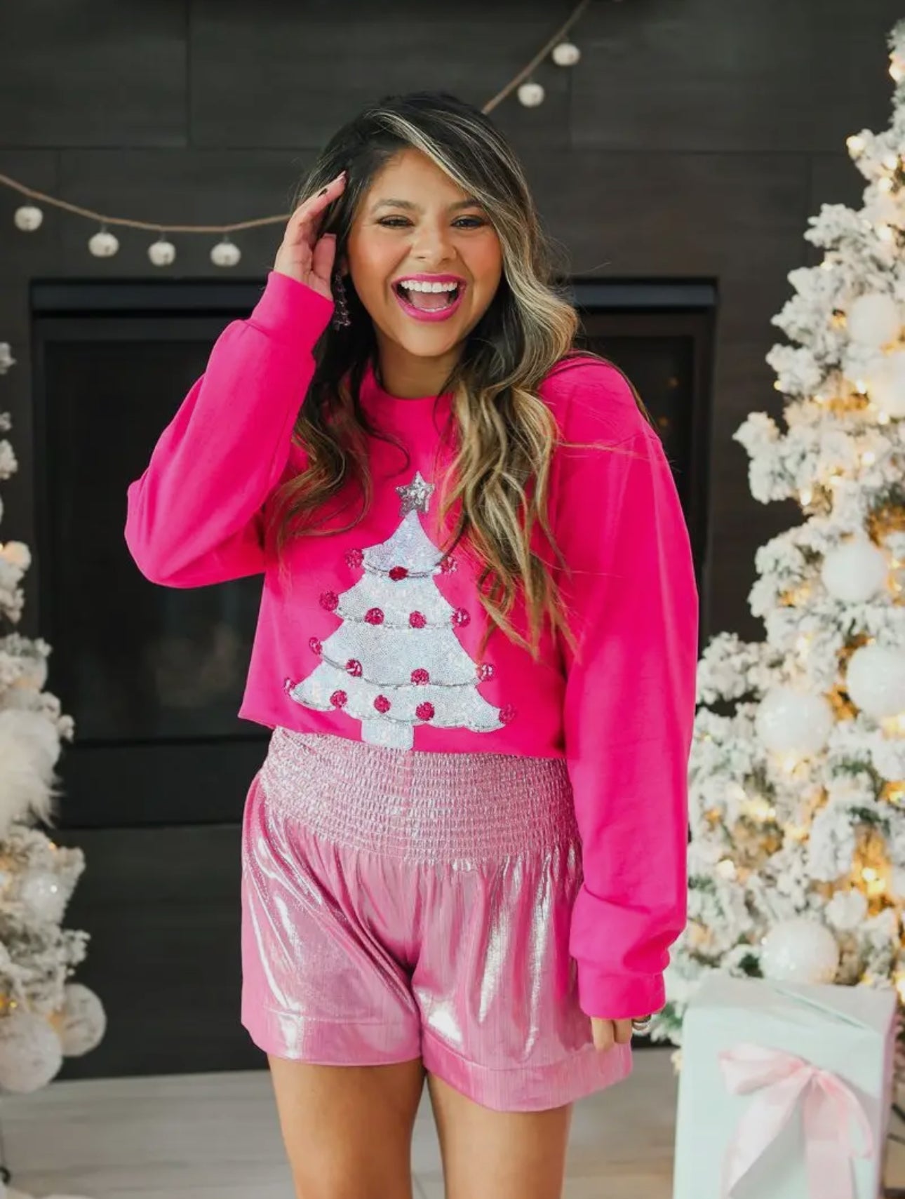 Pink and silver Christmas tree top (ships 2-3 weeks)