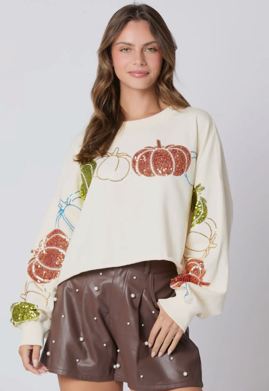 Fall pumpkin patch top Ivory PREORDER