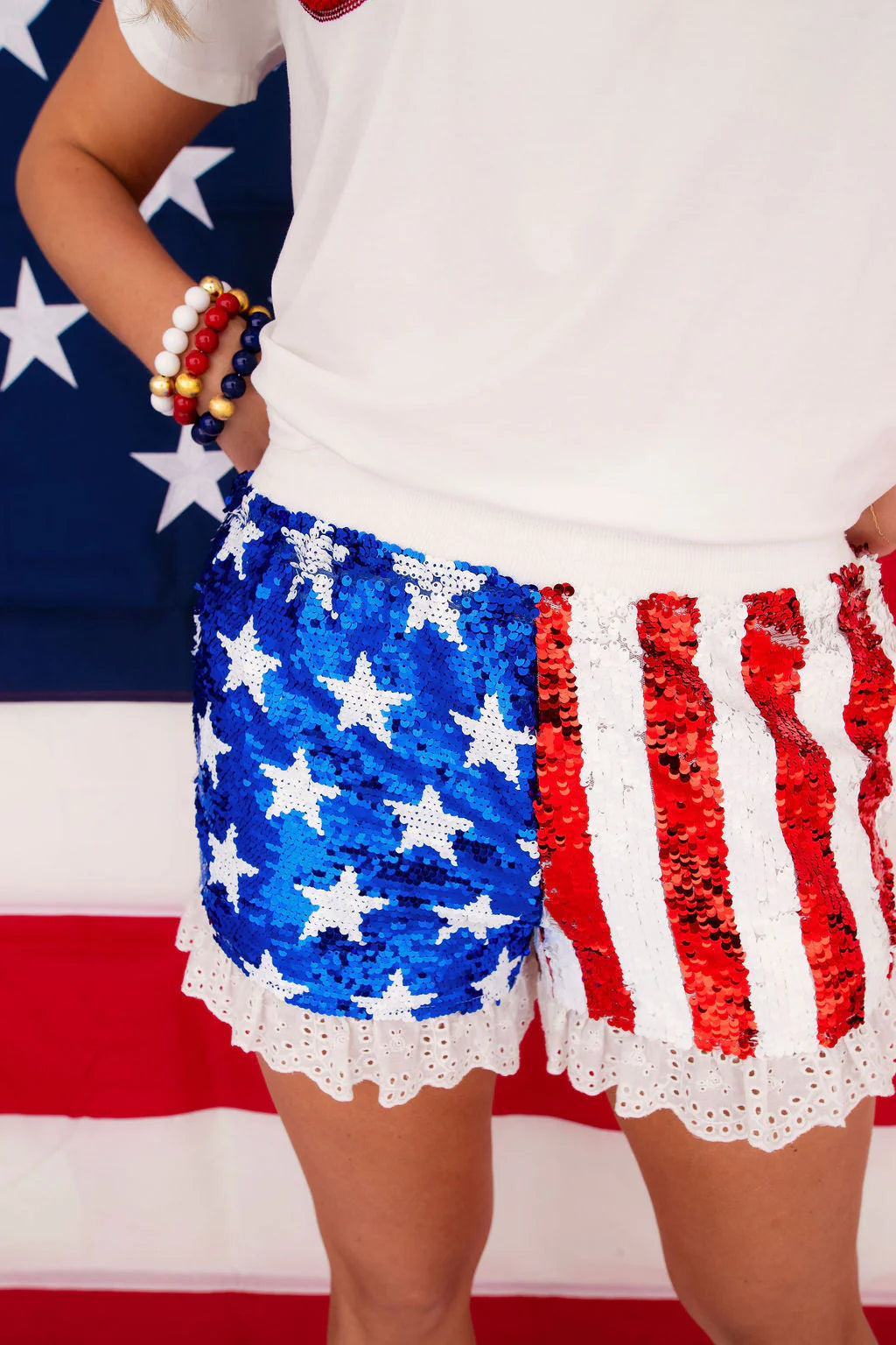 Brianna Cannon FLAG ruffle shorts