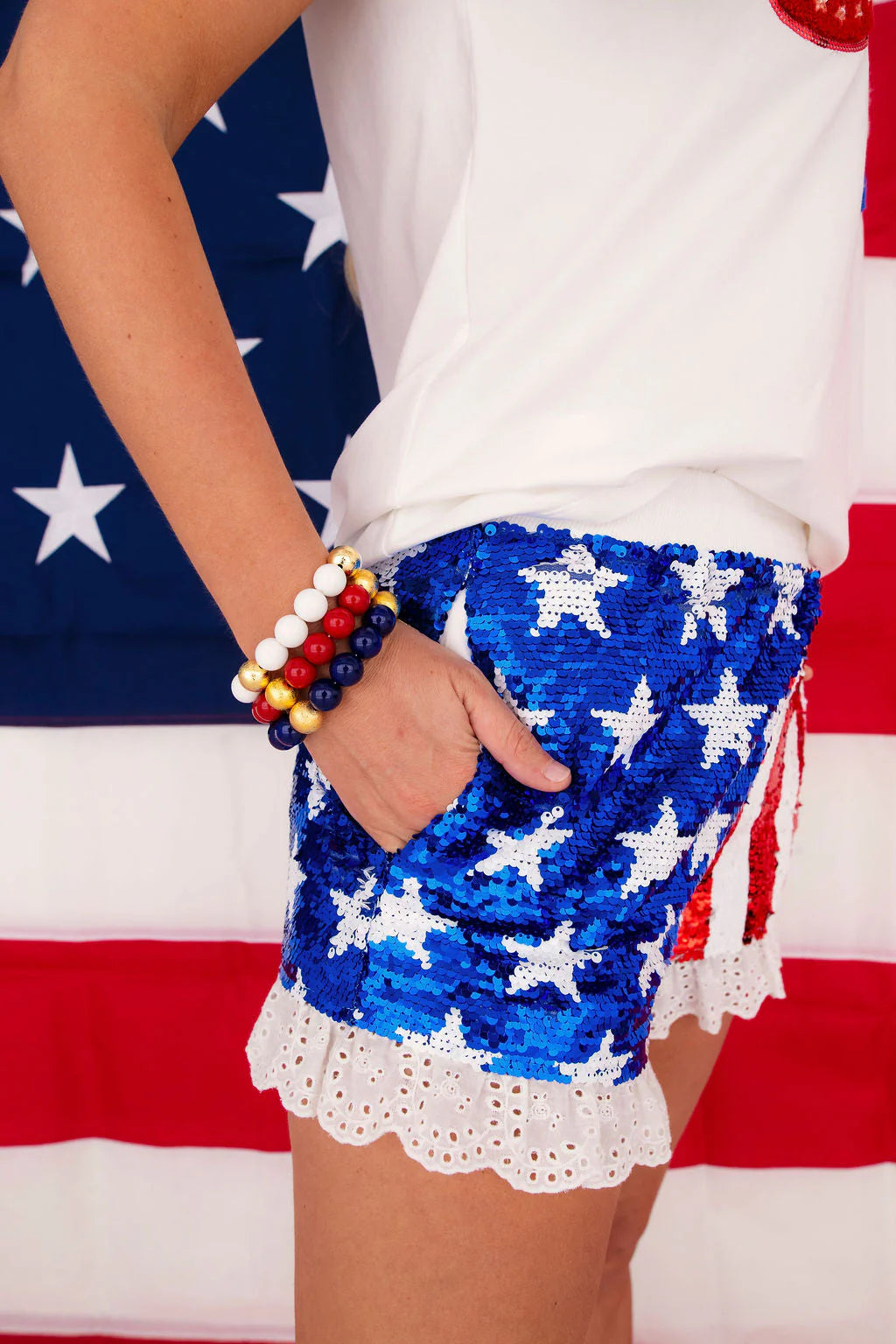 Brianna Cannon FLAG ruffle shorts