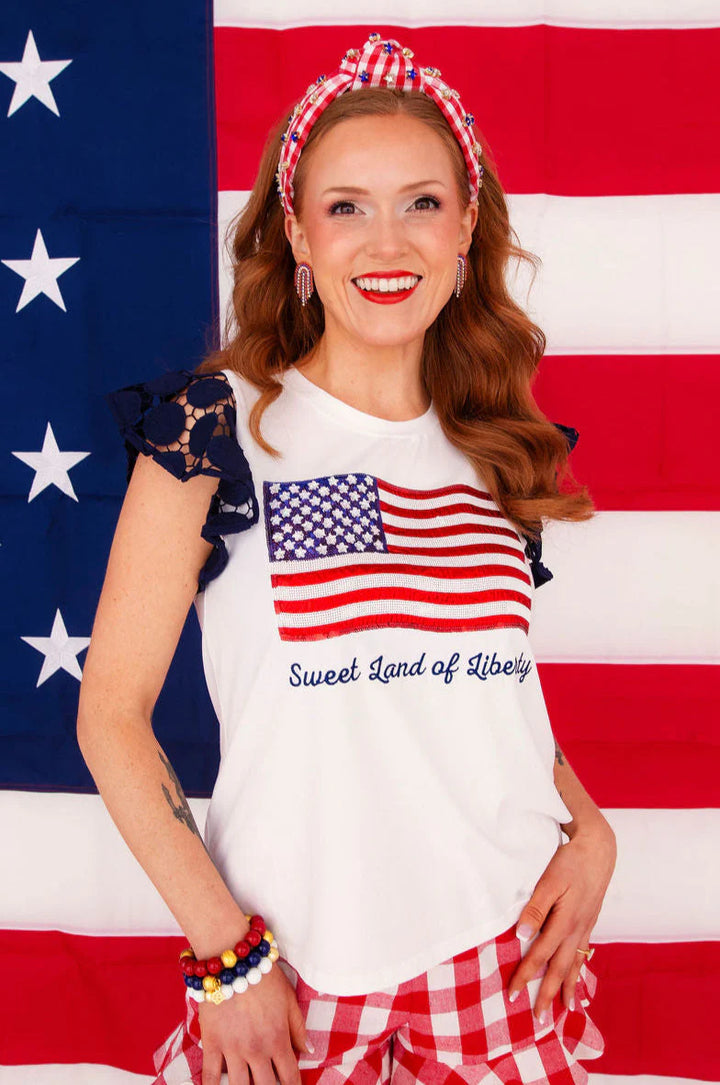 BC Sweet Land of Liberty Sequin Flag Top (ships 1-2 weeks)