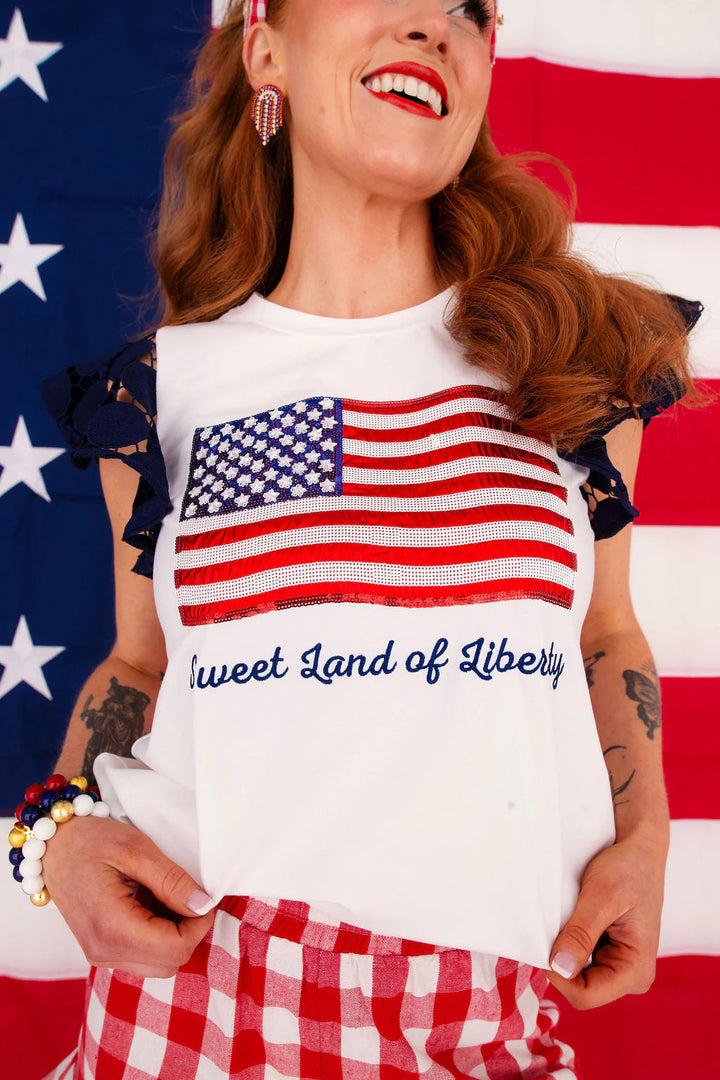 BC Sweet Land of Liberty Sequin Flag Top (ships 1-2 weeks)