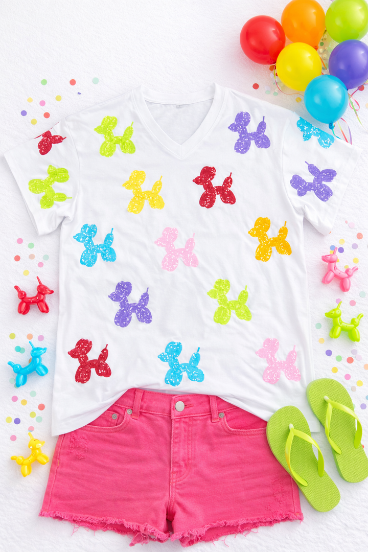 COLORFUL BALLOON DOG SEQUINED SHIRT RTS