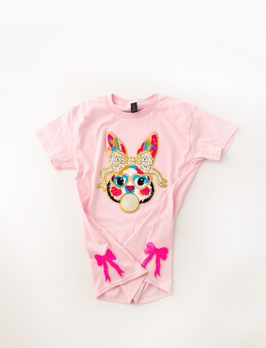 BubbleGum Bunny Tshirt with side bows Ships 1-2 weeks