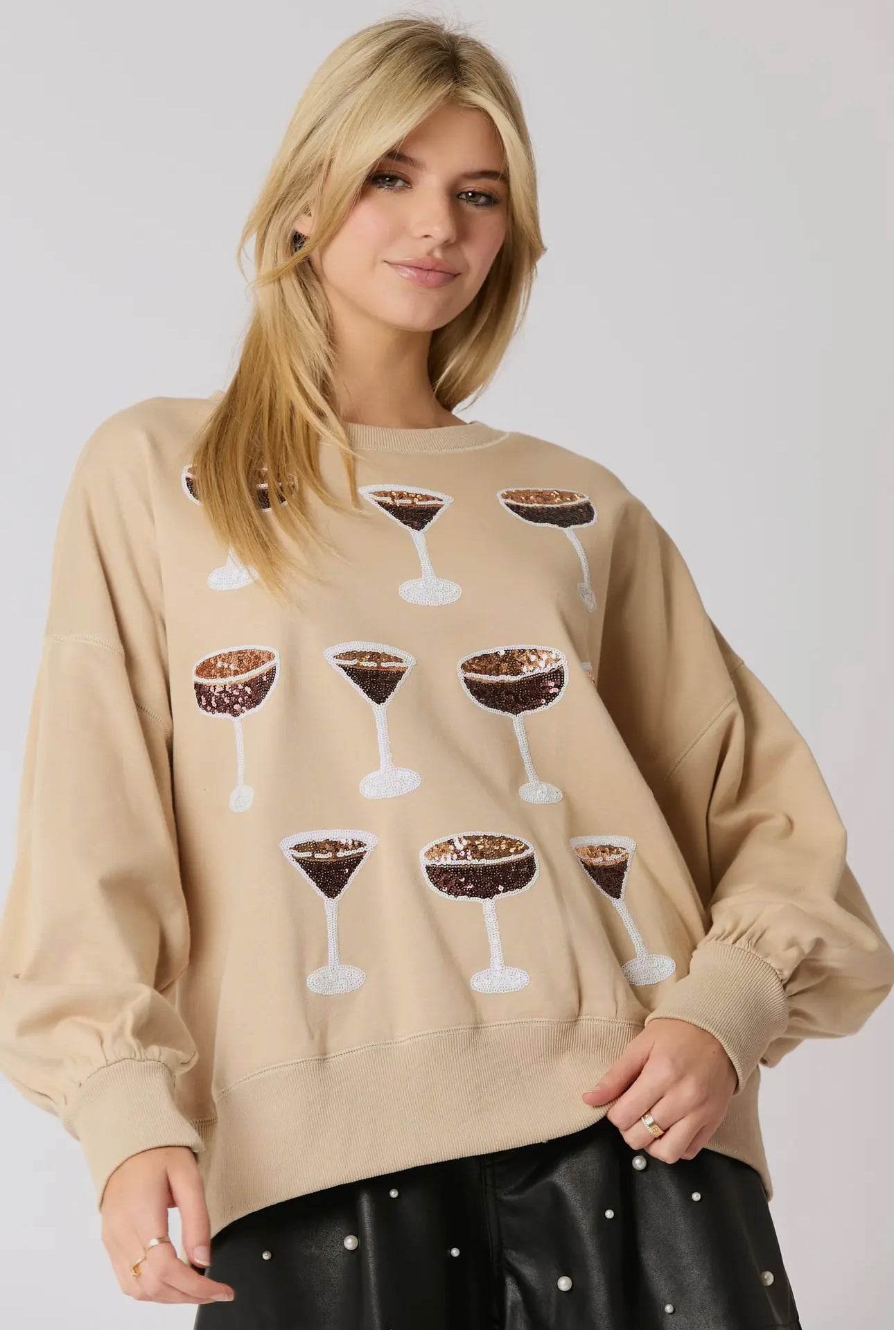 Espresso martini sequin pullover