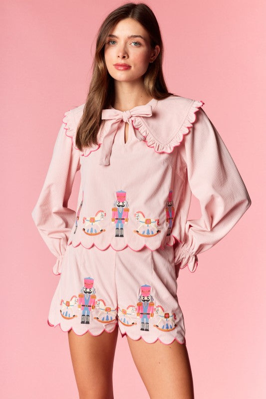 PINK NUTCRACKER AND ROCKING HORSE SET (PREORDER)