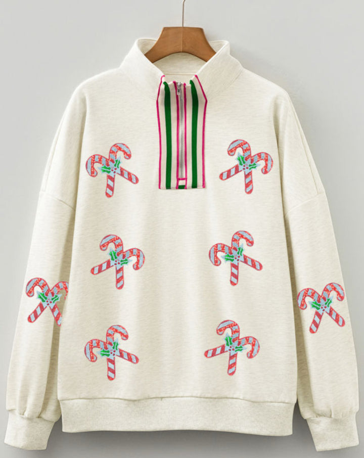 CANDYCANE ZIP PULLOVER READY TO SHIP
