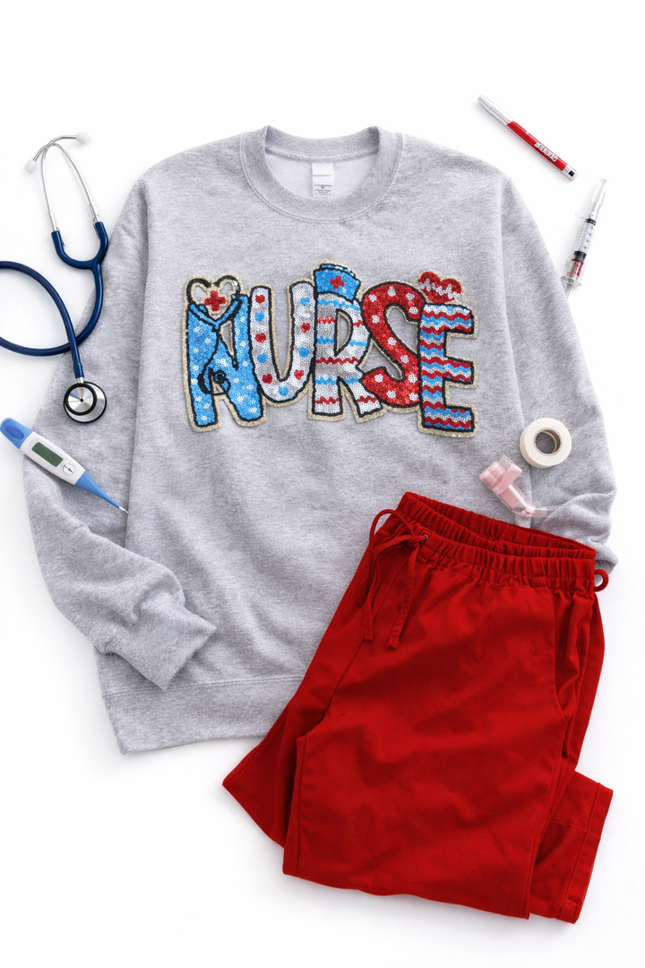 NURSE GRAY PULLOVER (ships 1 week)